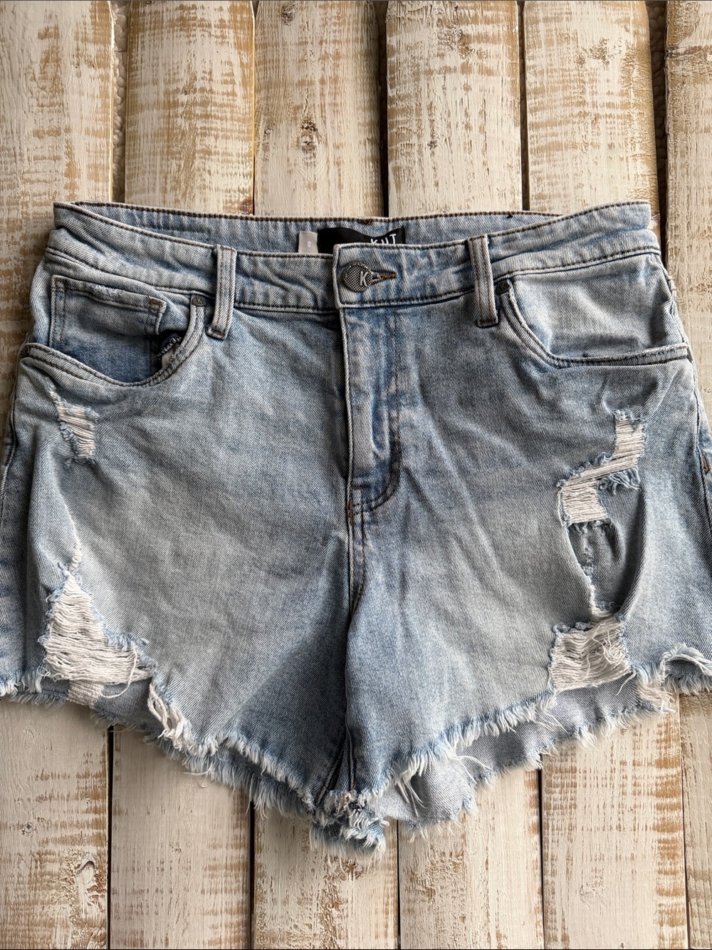 Kut from the Kloth Light Blue Distressed Denim Cutoff Shorts Size 8